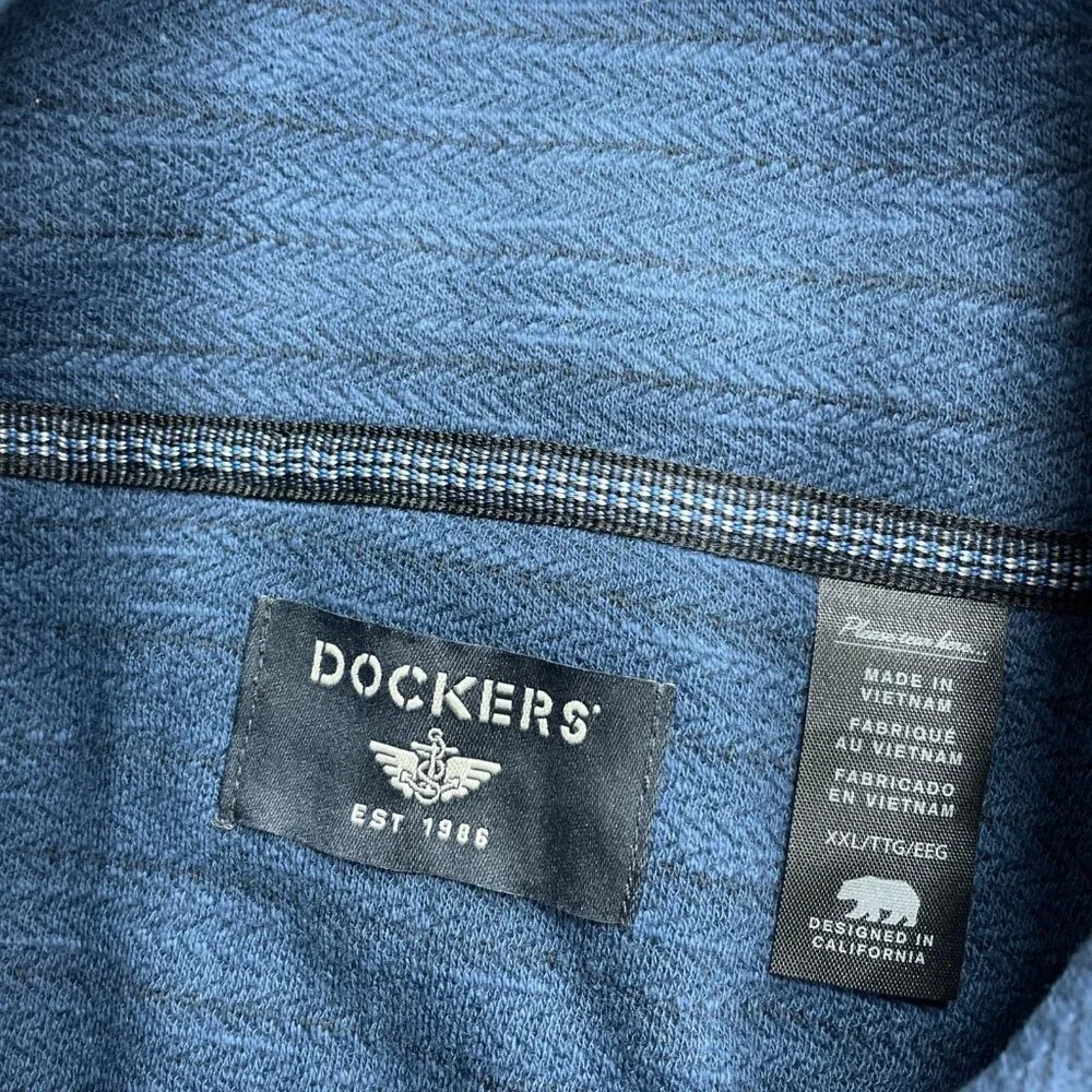 Dockers Men's Blue Quarter Zip Pullover XX-Large Cotton Blend M0305
